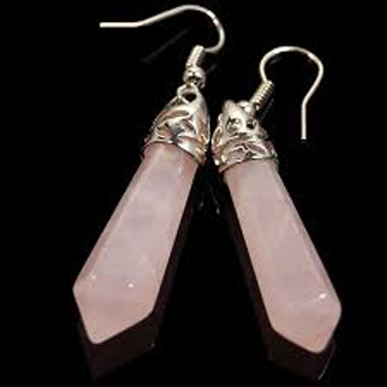 Cercei din cuarț roz pendul